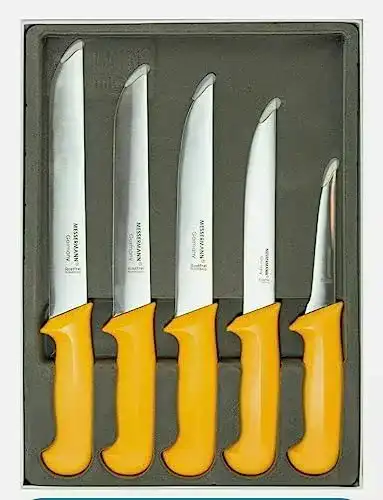 Fleischermesser Set 3 5 7 8 10 Teile in Gelb Größe M