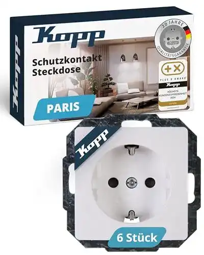 Kopp Paris Schutzkontaktsteckdosen, Unterputz 6er Set, Arktis-Weiß