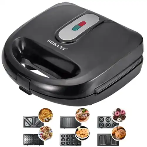 Sokany 6-in-1 Multifunktionsgerät für Donuts, Waffeln und Sandwiches