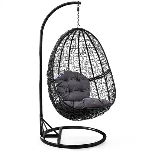Hängesessel mit Gestell aus Polyrattan für Innen und Außen