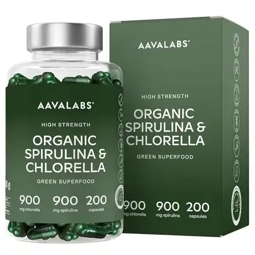 Aavalabs Bio Spirulina Chlorella Algen Kapseln für Nährstoffversorgung