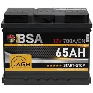 Autobatterie 65Ah BSA AGM für Start-Stopp-Systeme