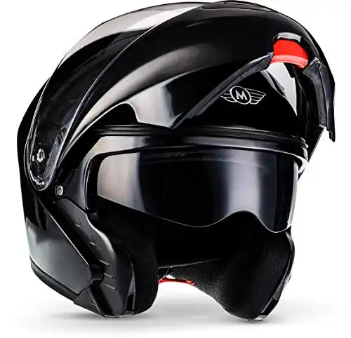 Klapphelm Moto Helmets F19 Gloss Black Modularhelm für Motorradfahrer