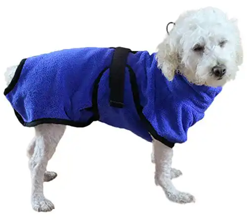 Hundebademantel aus Mikrofaser für Hunde – Doggy Dry in Blau, Größe S