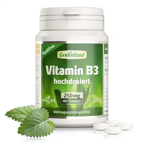 Vitamin B3 Greenfood 250 mg hochdosiert 180 vegane Kapseln