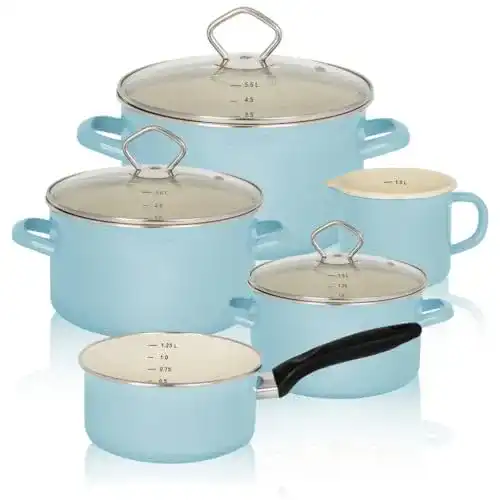 Krüger Karl 91866 Emaille-Topfset, 5-teilig, Blau