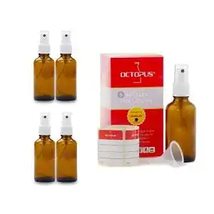 Sprühflasche 50 ml Octopus – 5 Braunglasflaschen mit Zerstäuber