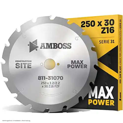 Kreissägeblatt 250×30 mm von Amboss – HM Kreissägeblatt für präzise Schnitte