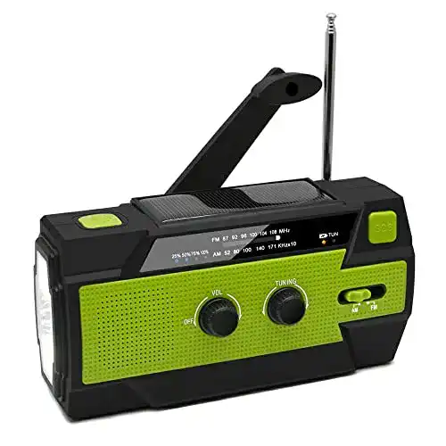 Kurbelradio Villageboom mit Solarstrom und Leuchte für Notfälle