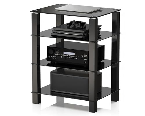 Hifi-Rack FITUEYES TV Rack aus Glas und Aluminium mit 40 kg Traglast