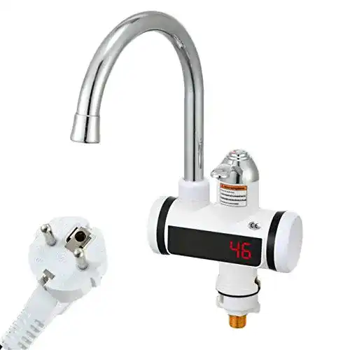 Elektrischer Wasserhahn mit Durchlauferhitzer und LED-Temperaturanzeige