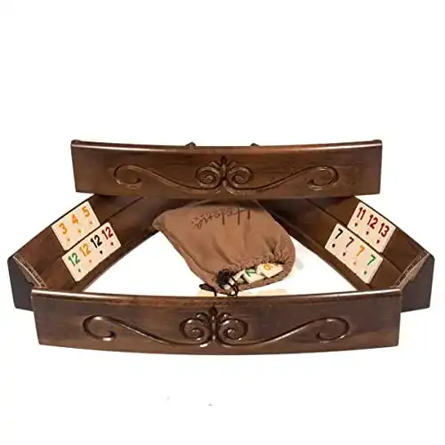 Rummy Helena Wood Art, Handgefertigtes Oval Set aus Holz