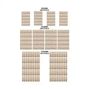 Holzdübel B2Q Set Riffeldübel 6 mm, 8 mm, 10 mm – 500 Stück