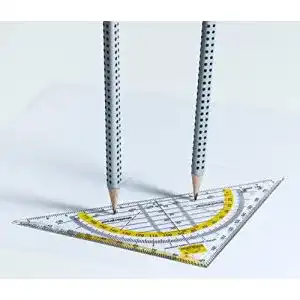 Geodreieck und Kreislineal für Geometriearbeiten