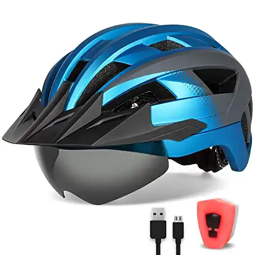 Rennradhelm Herren Funwict Fahrradhelm mit Visier und Rücklicht