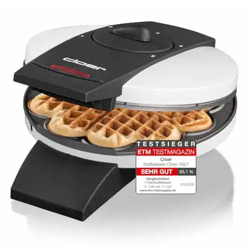 Cloer 1621 Herzwaffeleisen für klassische Herzwaffeln