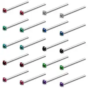 Nasenstecker Set Kurtzy (20 Stück) 1,8 mm Edelstahl mit Kristallen