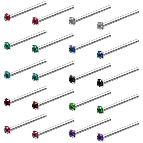 Nasenstecker Set Kurtzy (20 Stück) 1,8 mm Edelstahl mit Kristallen