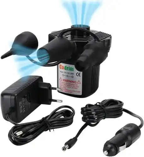 Elektrische Luftpumpe Cadrim 2 in 1 mit 3 Düsenaufsätzen