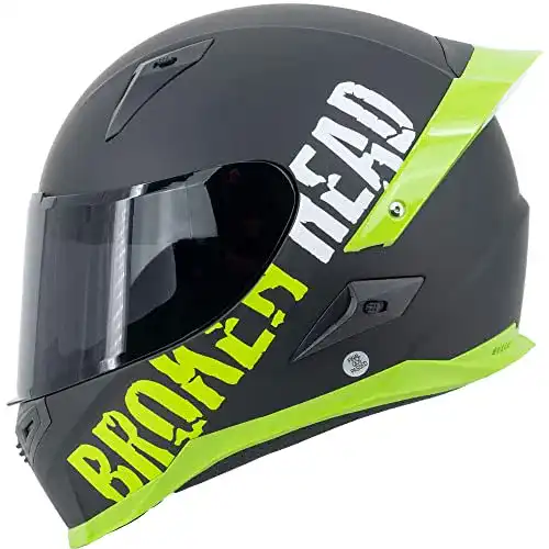 Integralhelm Broken Head BeProud Pro Motorradhelm in Grün mit Spoiler