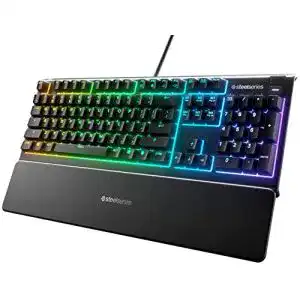 SteelSeries Apex 3 Gaming Tastatur mit RGB-Beleuchtung und Handballenauflage