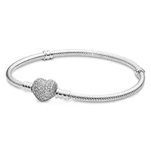 Pandora Moments Schlangen-Gliederarmband mit Herz-Verschluss