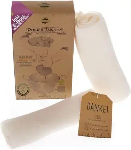 Nussmilchbeutel Treebox Passiertuch aus Premium Leinen – Set mit 2 Stück