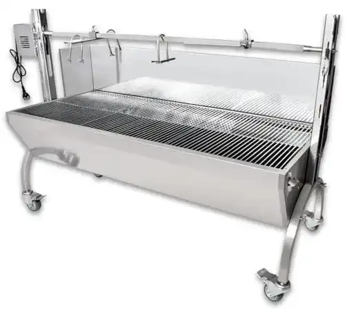 Spanferkelgrill Beeketal BSGW-150H mit Windschutz und Grillmotor