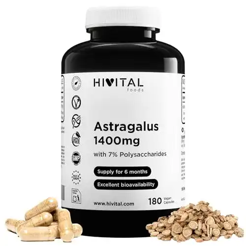 Astragalus Kapseln von Hivital Foods 1400 mg – 180 vegane Kapseln