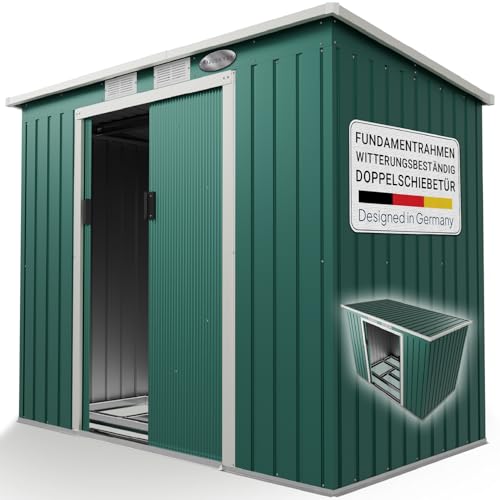 Metallgerätehaus Juskys M 4 m³ mit Fundament in Grün