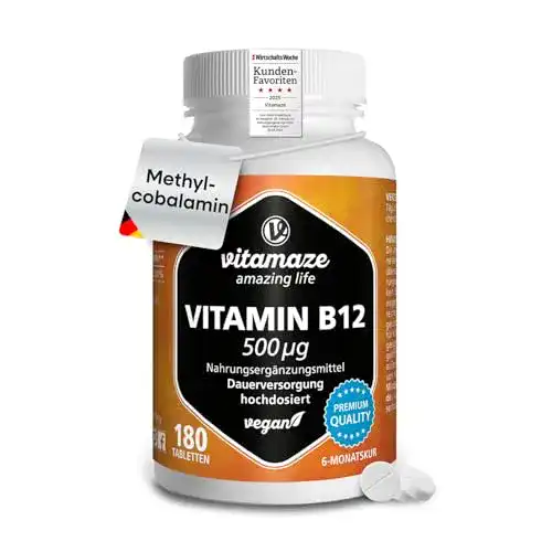 Vitamin B12 Tabletten von Vitamaze – Hochdosierte vegane Form