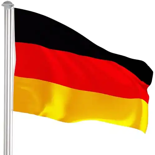 Fahnenmast aus Aluminium mit Deutschlandflagge und Erdhülse