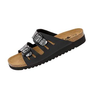 Pantoletten für Damen von Lico Bioline Lady in Schwarz/Silber, Größe 36 EU