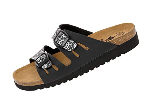 Pantoletten für Damen von Lico Bioline Lady in Schwarz/Silber, Größe 36 EU