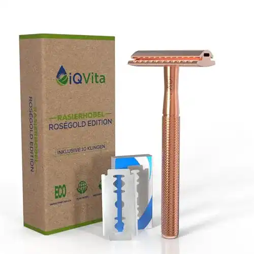 Rasierhobel für Frauen iQVita mit 10 Klingen in Rosegold
