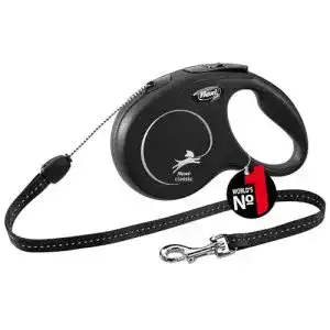 Hundeleine Flexi Klassisches Cordon Schwarz Größe S für Hunde bis 12 kg