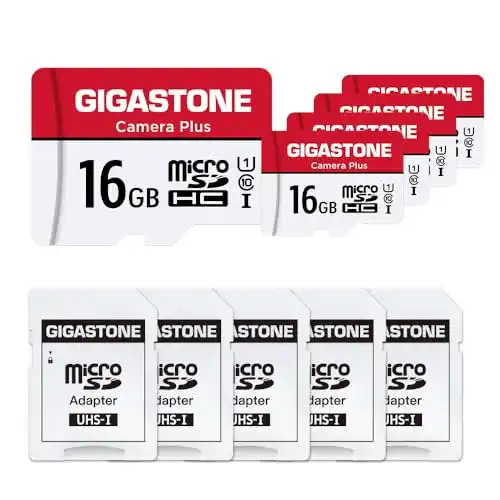Gigastone 16GB MicroSDHC Speicherkarte 5er-Pack mit SD-Adapter