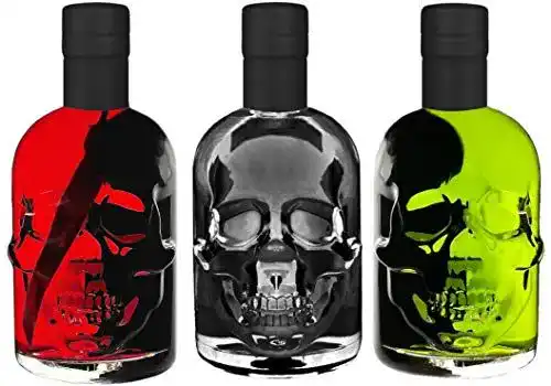 Absinth Totenkopf Trio Set 0,5L in Grün, Schwarz und Rot