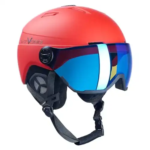 Skihelm Black Crevice Calgary mit Visier in Rot, M/L (58-61 cm)