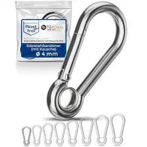 Karabinerhaken Nietfullthings 4 Stück, 4 mm Edelstahl Karabiner
