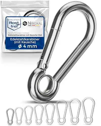 Karabinerhaken Nietfullthings 4 Stück, 4 mm Edelstahl Karabiner