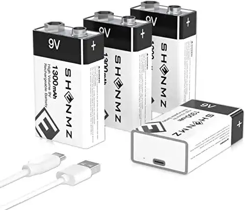 9V-Akku TQTHL, 4 Stück wiederaufladbare Lithium-Ionen Batterie