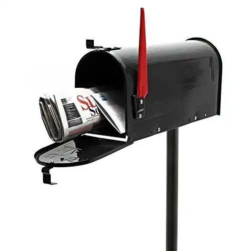 Briefkasten Wiltec Set US Mailbox schwarz mit Standfuß
