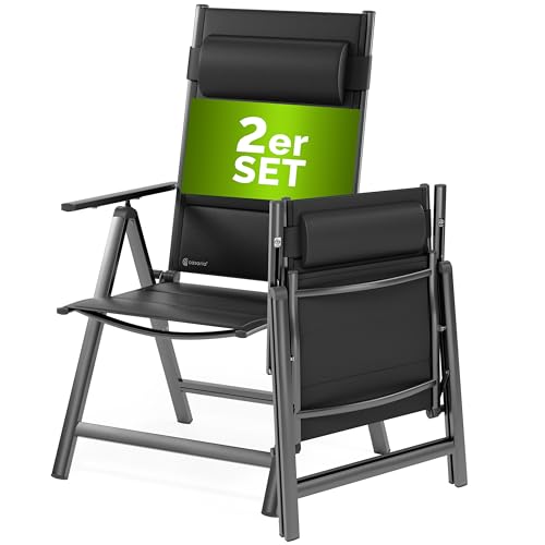 Gartenstühle Casaria 2er Set klappbar gepolstert aus Aluminium