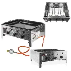 Gasbräter Dema mit 3 Flammen Gastrobräter für Grill und Outdoor-Küche