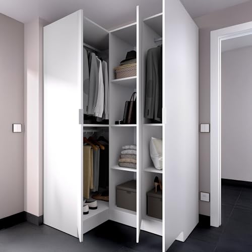 Eckkleiderschrank Dmora – Kleiderschrank Meru für Schlafzimmer