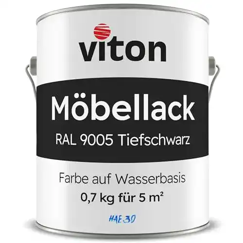 Möbellack Viton 0,7 kg Seidenmatt Schwarz Wasserbasis