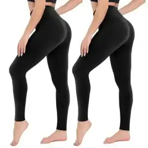 High Waist Damen Leggings im 2er Pack in Schwarz, Größe S-M