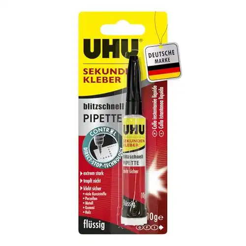 Sekundenkleber UHU Blitzschnell Pipette Control, stark und präzise
