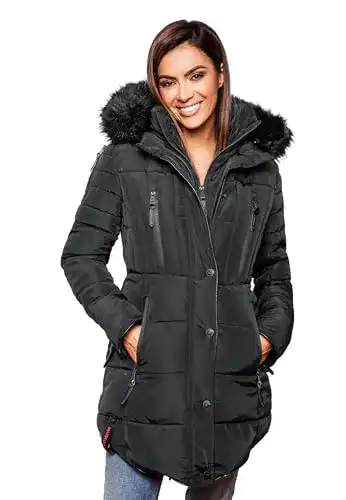 Winterjacke Damen Marikoo – Warme Parka mit Kunstfellkragen